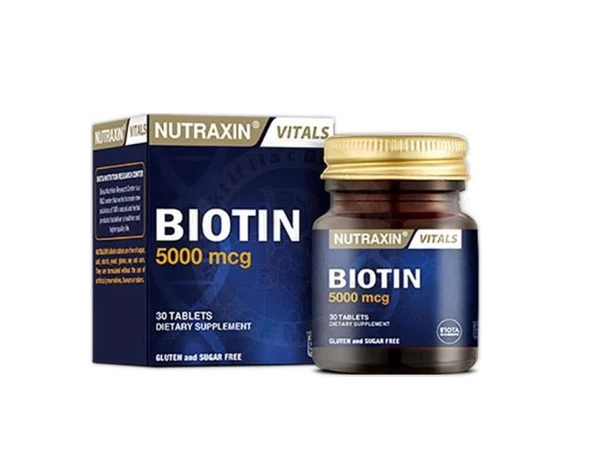 Nutraxin Biotin 5000 Mcg Takviye Edici Gıda 30 Tablet-SKT:02/2028 ürün görseli 1
