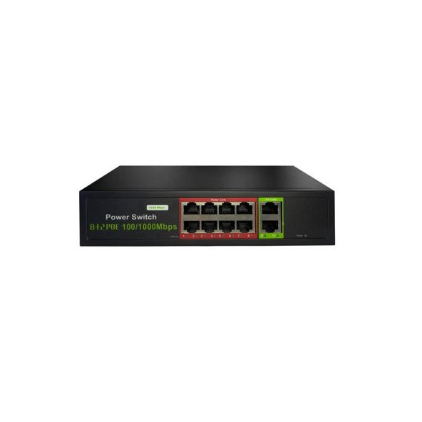 POE-G8002-96W 8 PORT GIGABIT + 2 PORT GIGABIT RJ45 UPLINK POE SWITCH (REALTEK CHIPSET)
