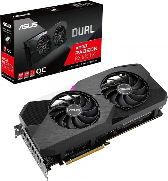 ASUS Radeon RX 6750 XT Dual RX6750XT-O12G 12 GB GDDR6 192 bit OC HDMI 3xDP Ekran Kartı teşhir - 1