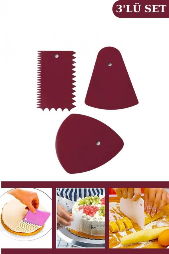 Flosoft Un Şeker Kakao Eleği ve 3lü Hamur Kesici Kazıyıcı Dekoratör Set, Pasta Kek Hazırlık Seti - 2