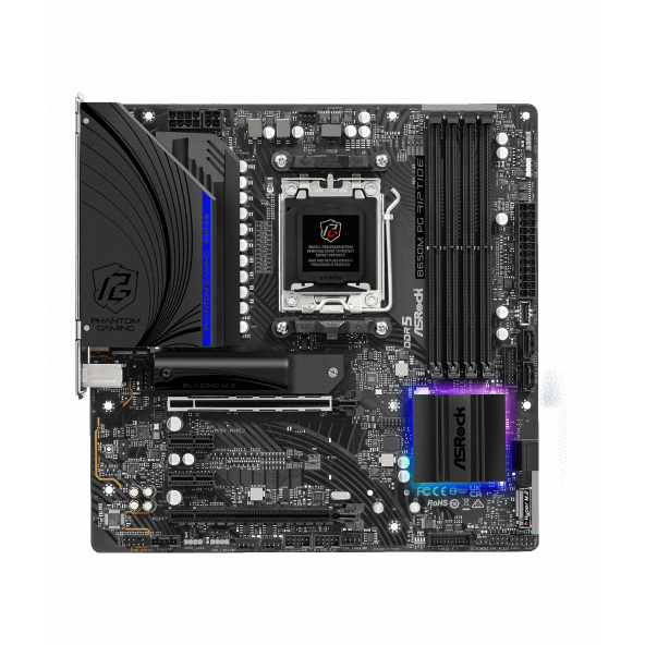 AsRock B650M PG Riptide - AMD B650 6200+MHz(OC) DDR5, 2.5G Gaming Lan, Blazing Gen5 m.2, Soket AM5 mATX Anakart - 2