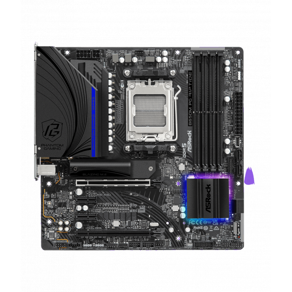 AsRock B650M PG Riptide - AMD B650 6200+MHz(OC) DDR5, 2.5G Gaming Lan, Blazing Gen5 m.2, Soket AM5 mATX Anakart - 3