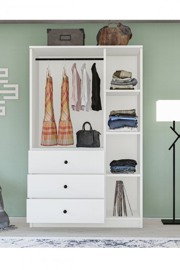 Metalia Gm 310 Ece Lüx 3 Kapı 3 Çekmeceli Aynalı Düğme Kulplu Gardırop - Resim 3