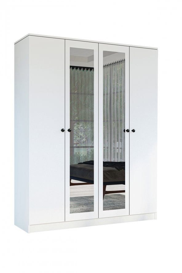 Metalia Gm 053 Hayal 4 Kapılı Aynalı Düğme Kulplu Gardırop - 5