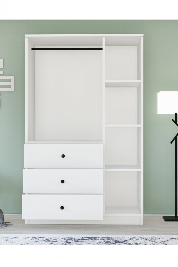 Metalia Gm 310 Ece Lüx 3 Kapı 3 Çekmeceli Aynalı Düğme Kulplu Gardırop - Resim 4