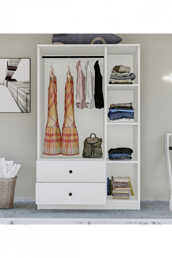 Metalia Gm 853 Home 3 Kapılı 2 Çekmeceli Düğme Kulplu Aynalı Gardırop - 3