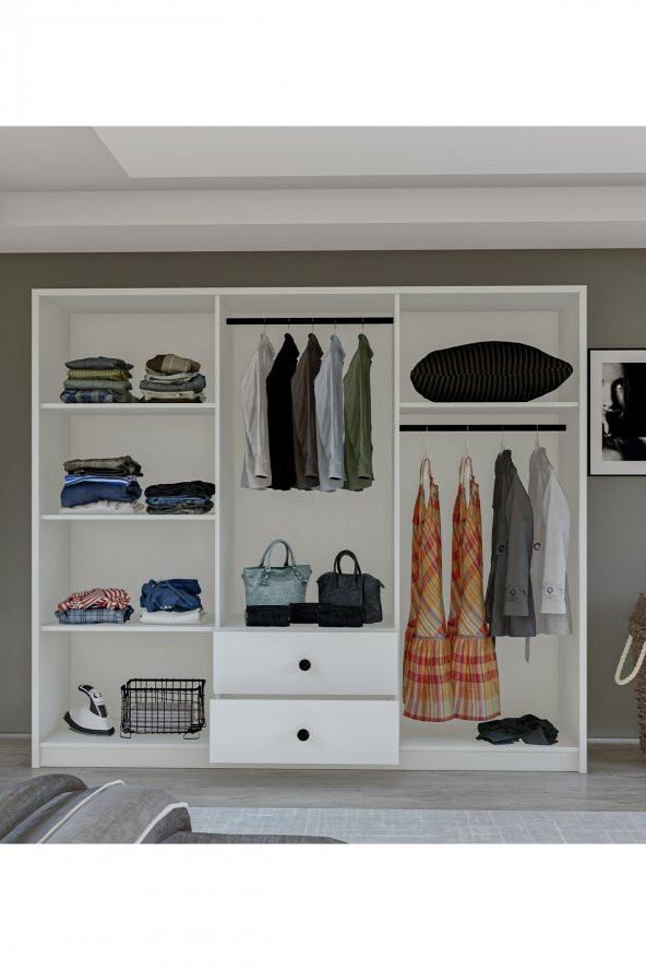 Metalia Gm 069 Delüx 6 Kapı 2 Çekmeceli Düğme Kulplu Gardırop - 3