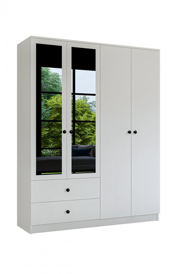 Metalia Gm 079 Novado Aynalı Düğme Kulplu 4 Kapı 2 Çekmeceli Gardırop - 5