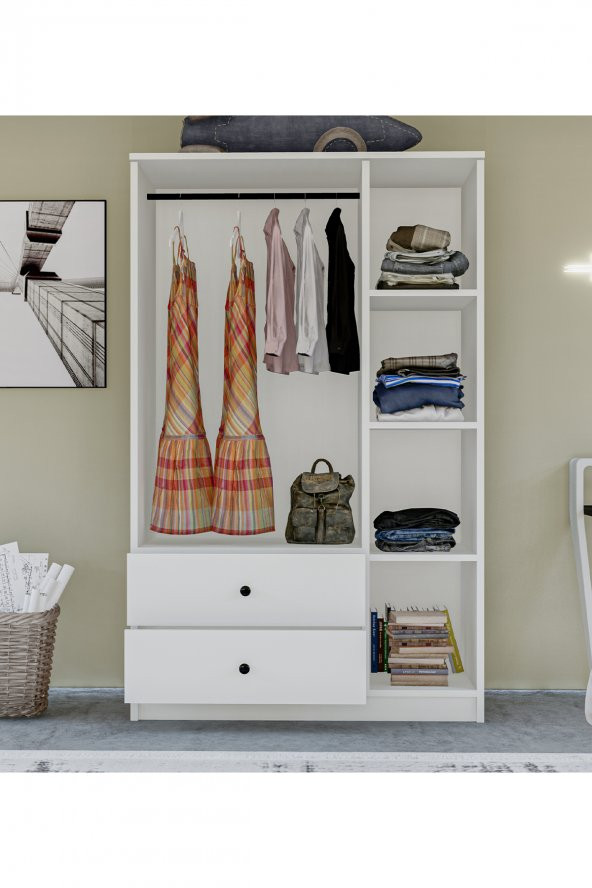 Metalia Gm 854 Home 3 Kapılı 2 Çekmeceli Düğme Kulplu Gardırop - 3