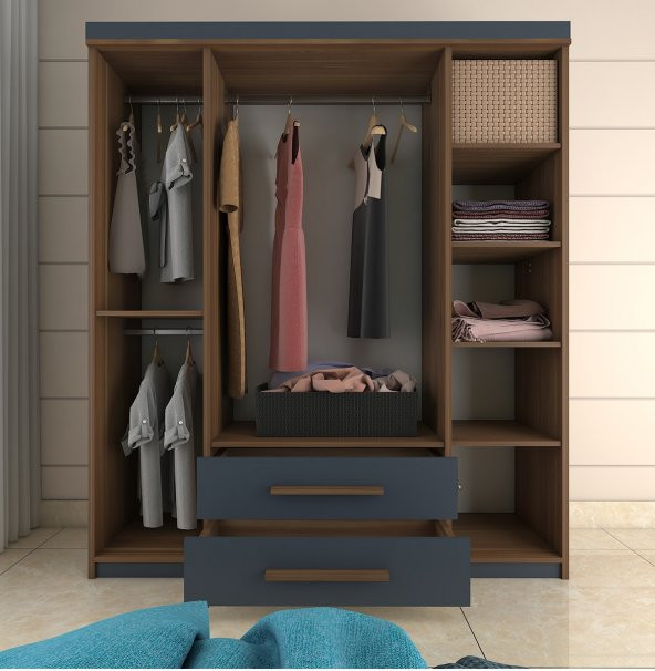 Metalia Gm 0815 Nisa Delüx 4 Kapılı 2 Çekmeceli Aynalı Gardrop - 3