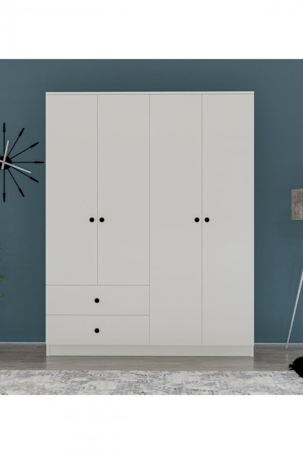 Metalia Gm 077 Novado Düğme Kulplu 4 Kapı 2 Çekmeceli Gardırop - 2