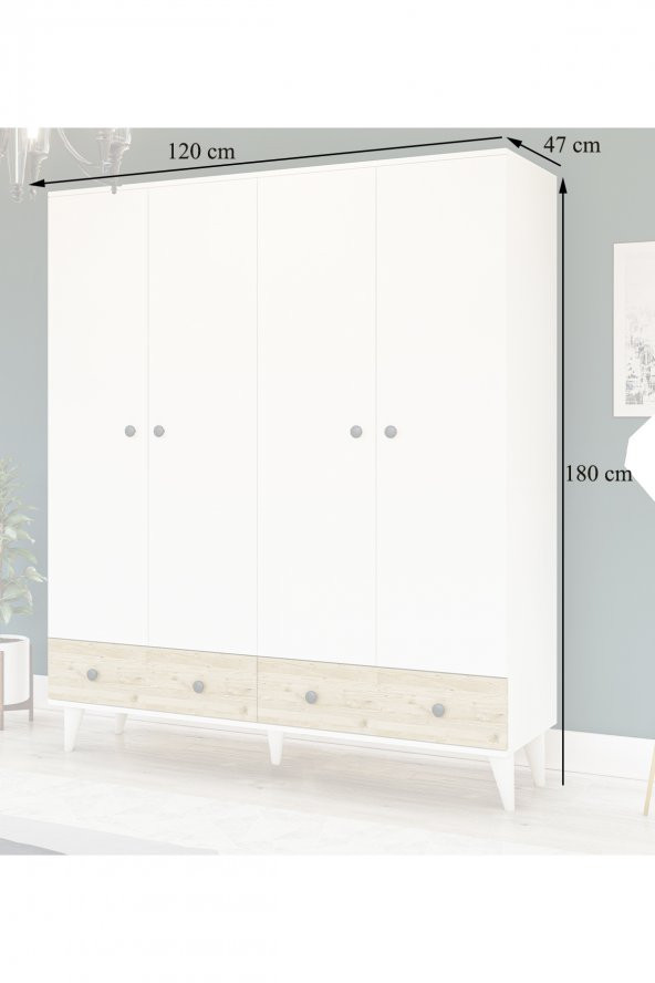 Metalia Gm 414 4 Kapılı 2 Çekmeceli GarDolap - 5