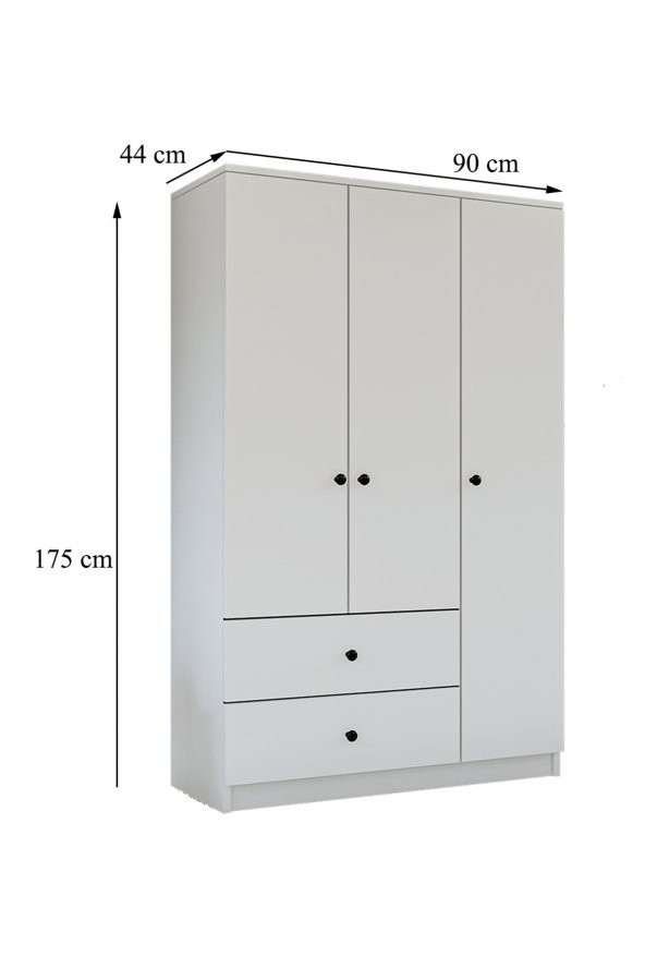 Metalia Gm 854 Home 3 Kapılı 2 Çekmeceli Düğme Kulplu Gardırop - 6