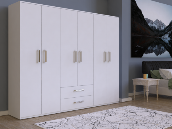 Metalia Gm319 Delüx 6 Kapılı 2 Çekmeceli GarDolap Beyaz - 2
