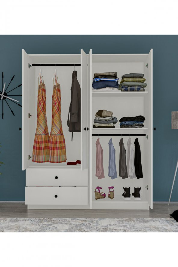 Metalia Gm 077 Novado Düğme Kulplu 4 Kapı 2 Çekmeceli Gardırop - 3