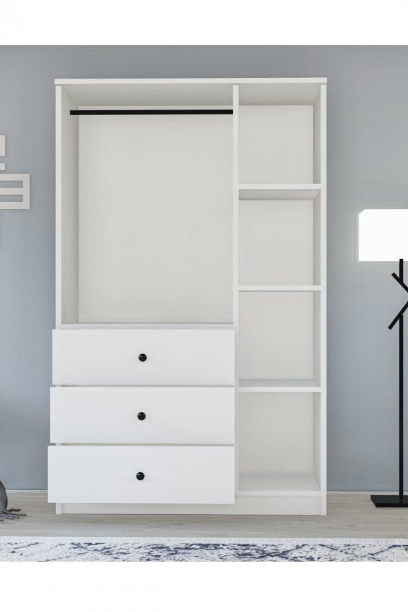 Metalia Gm 308 Ece Lüx 3 Kapı 3 Çekmeceli Düğme Kulplu Gardırop - 3