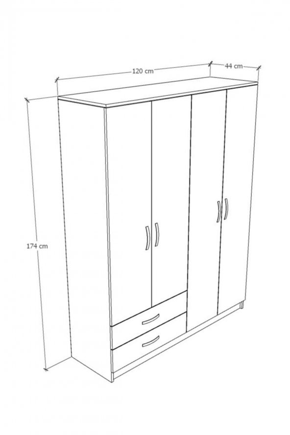 Metalia Gm 076 Diva 4 Kapılı 2 Çekmeceli Beyaz Aynalı Gardrop - 4
