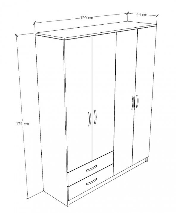 Metalia Gm 071 Novado 4 Kapılı 2 Çekmeceli Aynalı GarDolap - 6