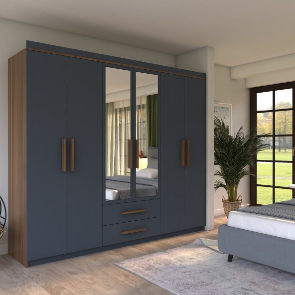 Metalia Gm 037 Arminay 6 Kapılı 2 Çekmeceli Aynalı Gardrop - 2