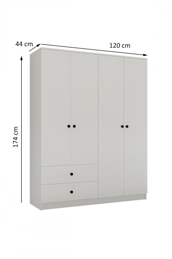 Metalia Gm 077 Novado Düğme Kulplu 4 Kapı 2 Çekmeceli Gardırop - 6
