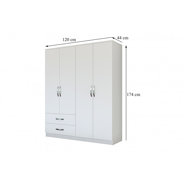 Metalia Gm 0080 Dekor 4 Kapılı 2 Çekmeceli Gardrop - 3