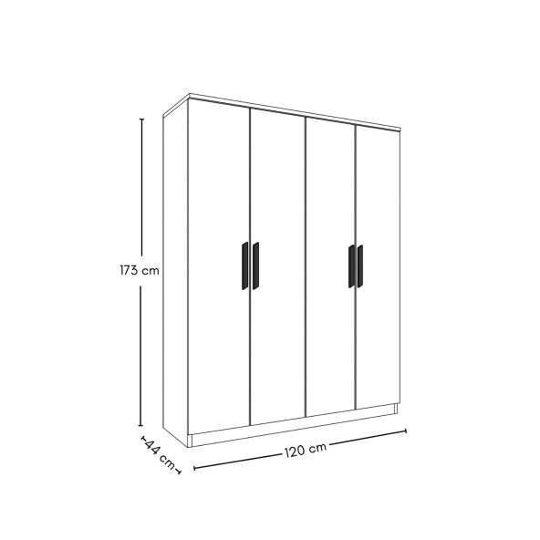 Metalia 4 Kapılı Beyaz Gardrop Dolap Gm 050 - 7