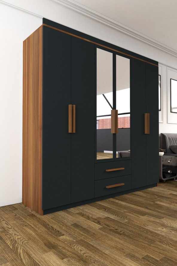 Metalia Gm820 Armina Lüx 6 Kapı 2 Çekmeceli Aynalı Gardırop - 2