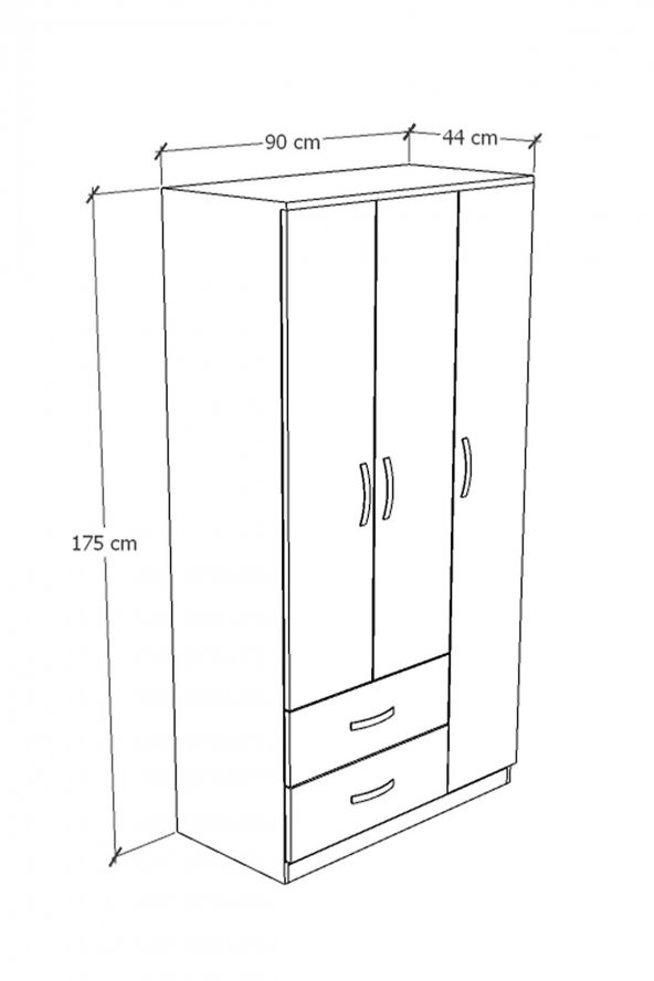 Metalia Home 3 Kapılı 2 Çekmeceli Gardrop - 3
