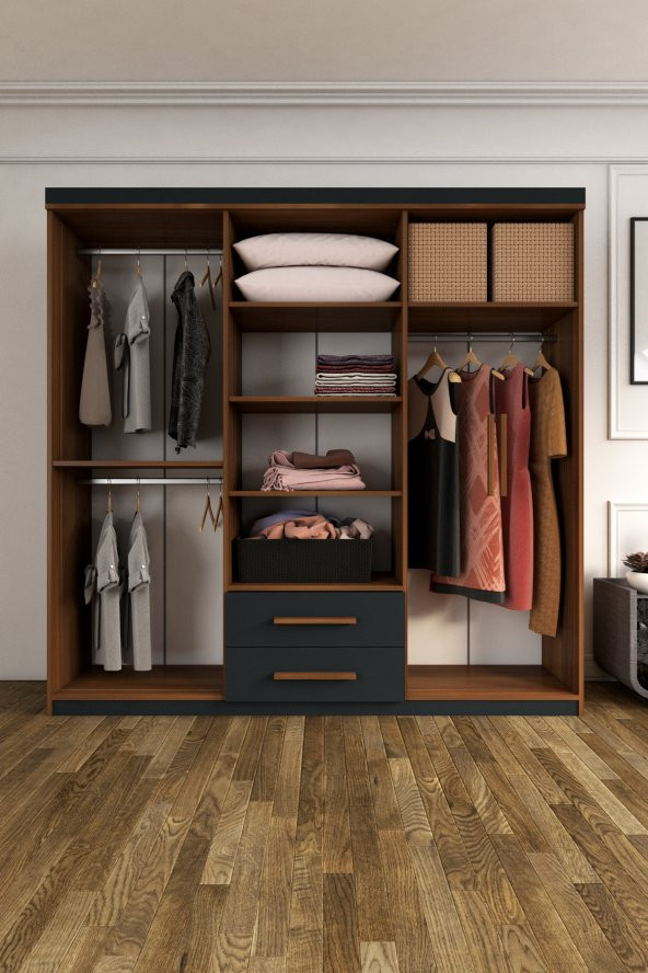 Metalia Gm820 Armina Lüx 6 Kapı 2 Çekmeceli Aynalı Gardırop - 3
