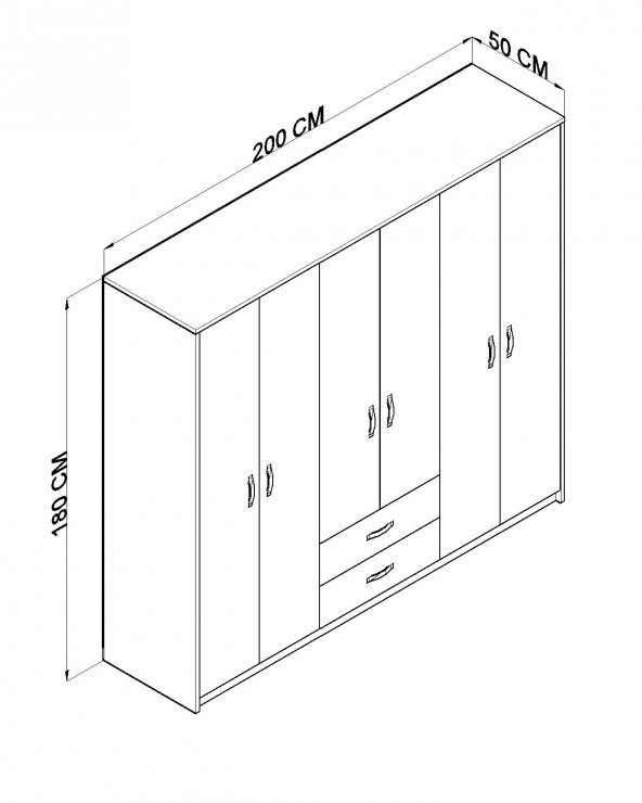Metalia Gm715 Selin Lüx 6 Kapılı 2 Çekmeceli Gardrop - 4