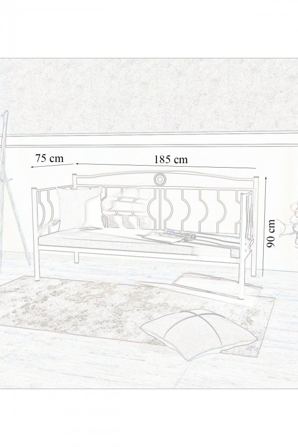 Metalia Elips Minderli Sofa Sedir Beyaz - 6