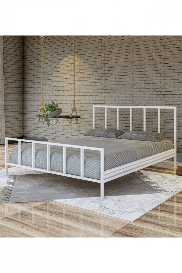 Metalia  Gm 212 Vintage Çift Kişilik Metal Karyola Beyaz 150X200 - 1