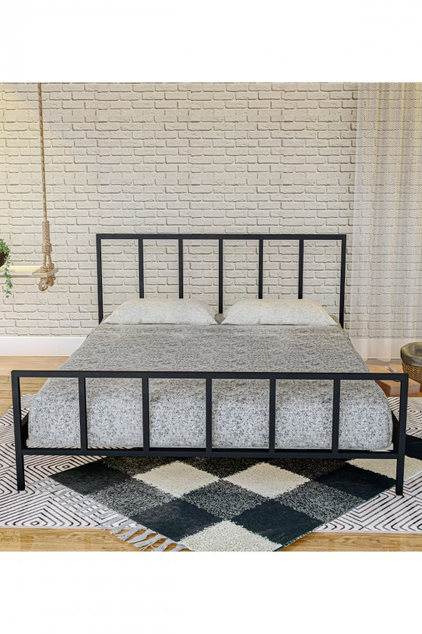 Metalia  Gm 212 Vintage Çift Kişilik Metal Karyola Siyah 150X200 - Resim 2