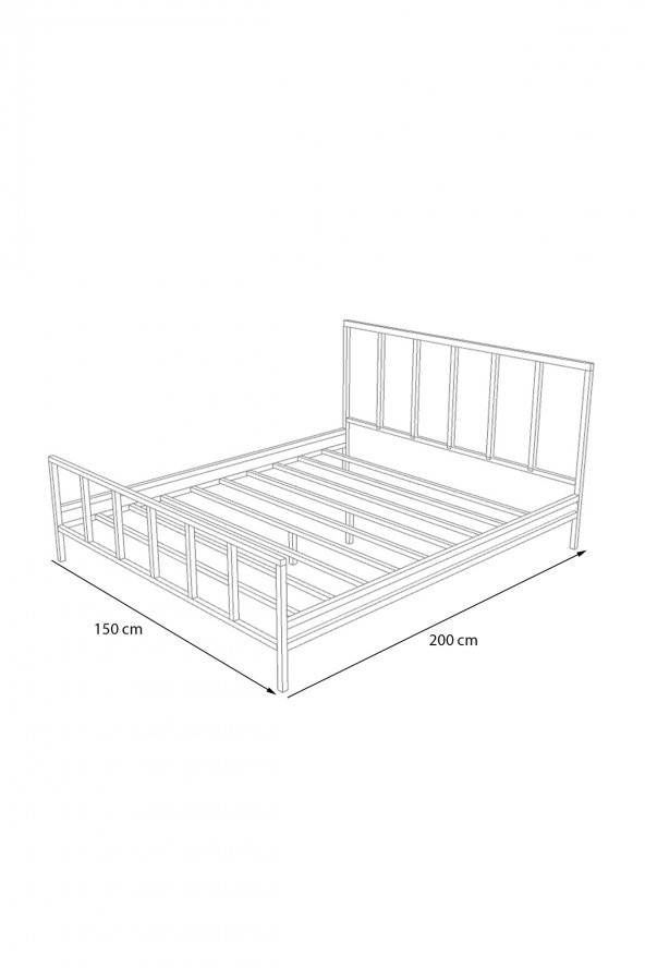 Metalia  Gm 212 Vintage Çift Kişilik Metal Karyola Siyah 150X200 - Resim 3