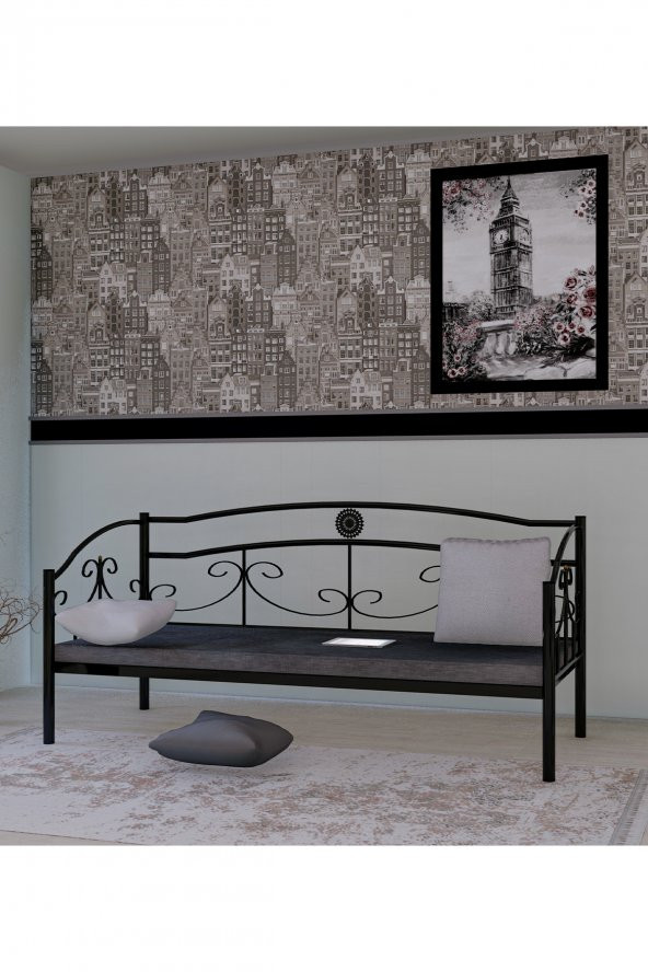 Metalia Delüx Minderli Ferforje Sedir Siyah - 3