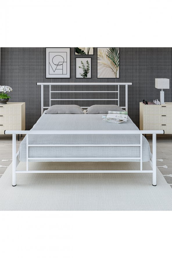 Metalia  Gm 412 Zambak Çift Kişilik Metal Karyola Beyaz 150X200 - 2