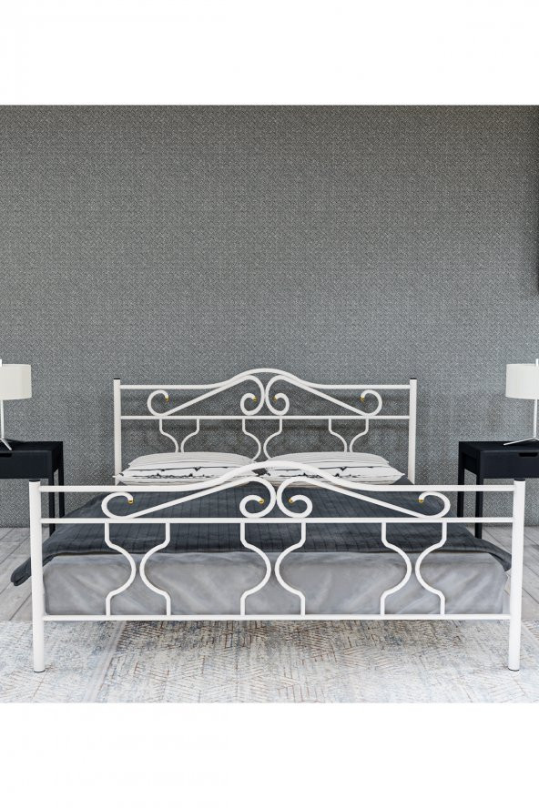 Metalia Gm 301 Gold Çift Kişilik Metal Karyola Beyaz 160X200 - 2