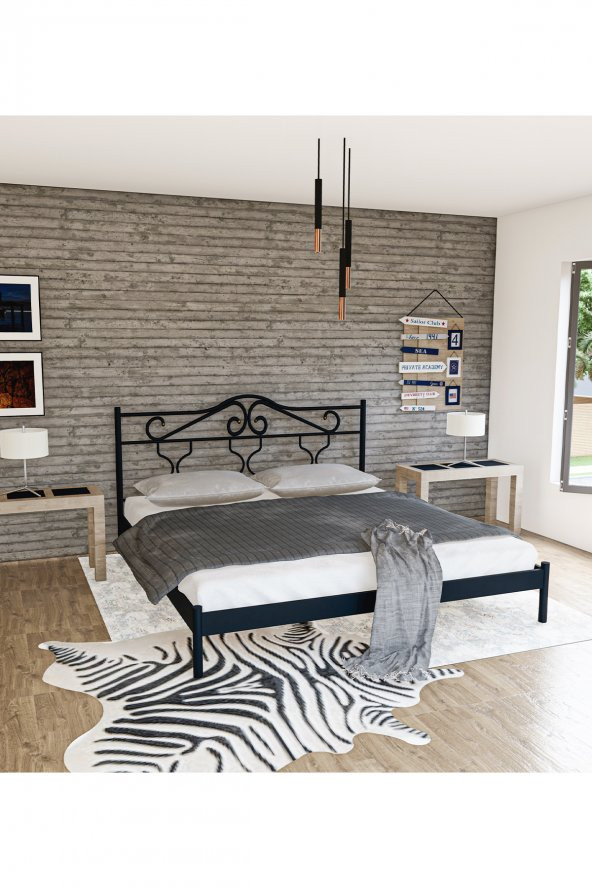 Metalia Gm 301 Gold Dublex Metal Karyola  Siyah 150X200