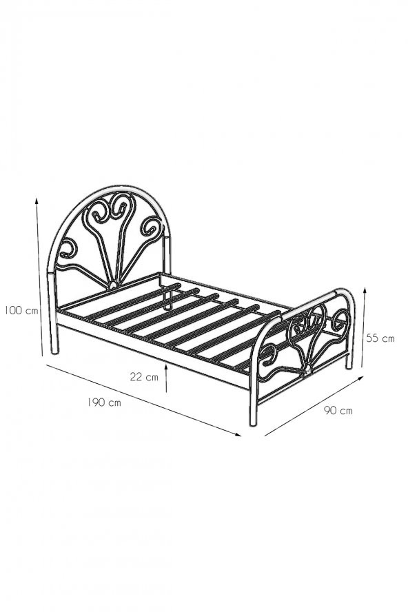 Metalia Gm 118 Baby Tek Kişilik Metal Karyola 90X190 Beyaz - Resim 3