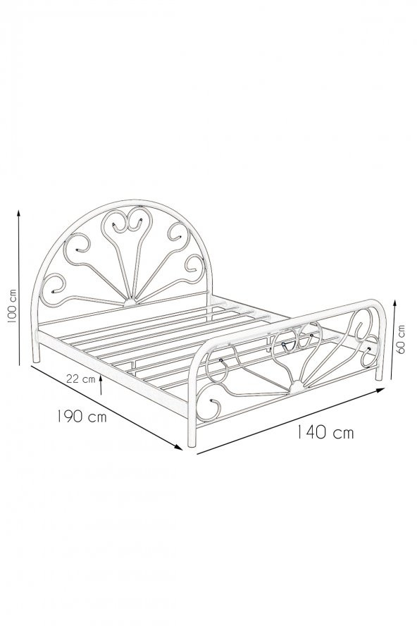 Metalia Gm 300 Baby Siyah Çift Kişilik Metal Karyola 140X190 - 3