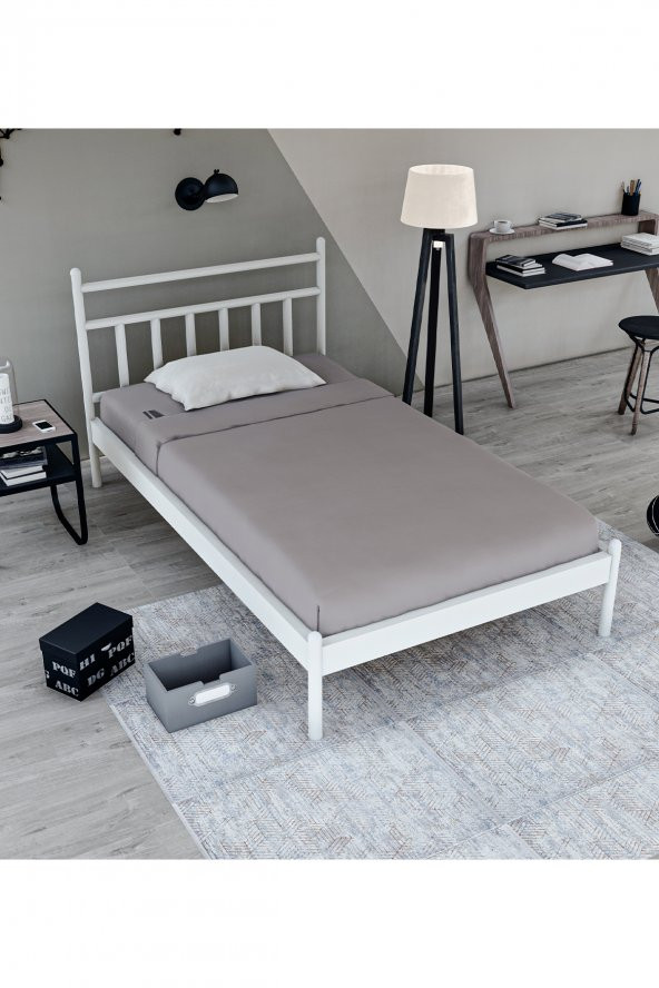 Metalia Gm 230 Lima Tek Kişilik Karyola Beyaz 90X190 - Resim 2