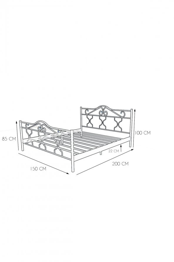 Metalia Gm 301 Gold Çift Kişilik Metal Karyola  Siyah 150X200 - 3