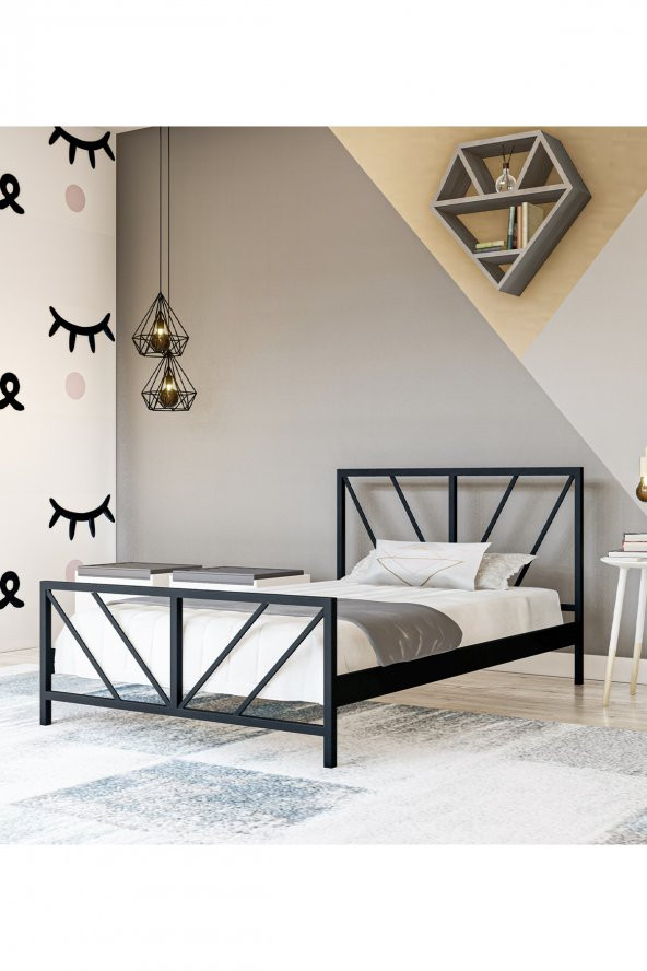 Metalia Gm 228 Gözde Siyah Tek Kişilik Karyola 90X190 - Resim 2