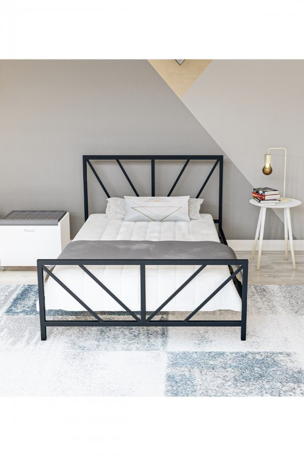 Metalia Gm 228 Gözde Siyah Tek Kişilik Karyola 90X190 - Resim 3