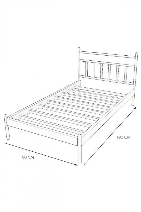 Metalia Gm 230 Lima Tek Kişilik Karyola Beyaz 90X190 - Resim 3