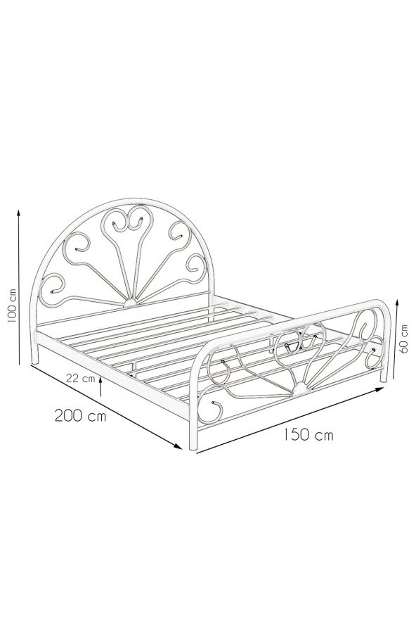 Metalia Gm 300 Baby Siyah Çift Kişilik Metal Karyola 150X200 - 4