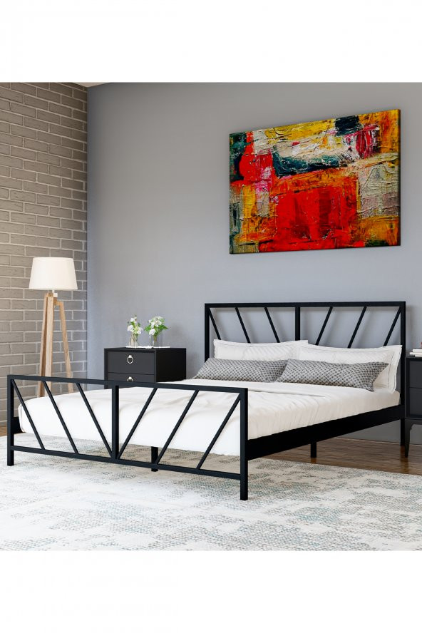 Metalia Gm 227 Gözde Siyah Çift Kişilik Karyola  150X200