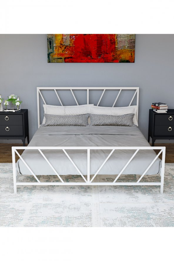 Metalia Gm 227 Gözde Beyaz Çift Kişilik Karyola 140X190 - 3