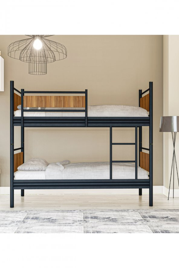 Metalia Gm 128 Star Ahşap Metal Ranza Siyah-Ceviz - 2