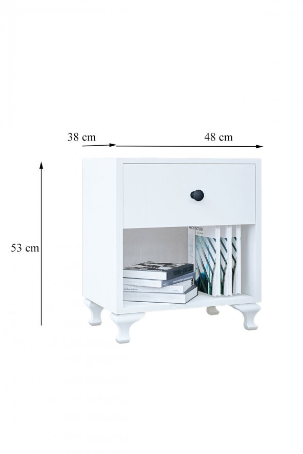 Metalia Gm 023 Beyaz Düğme Kulplu Komodin - 3